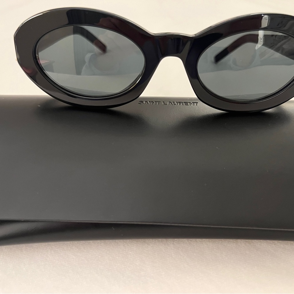 Saint Laurent Black Oval Sunglasses
